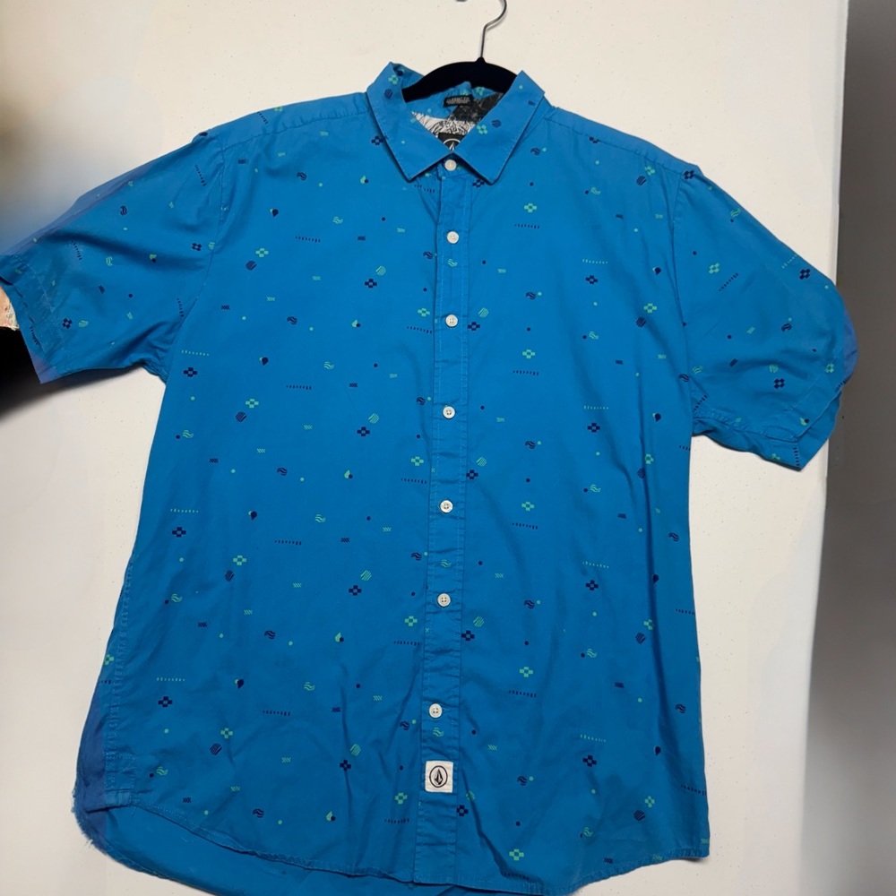 Volcom Bright Blue Casual Button Down Shirt